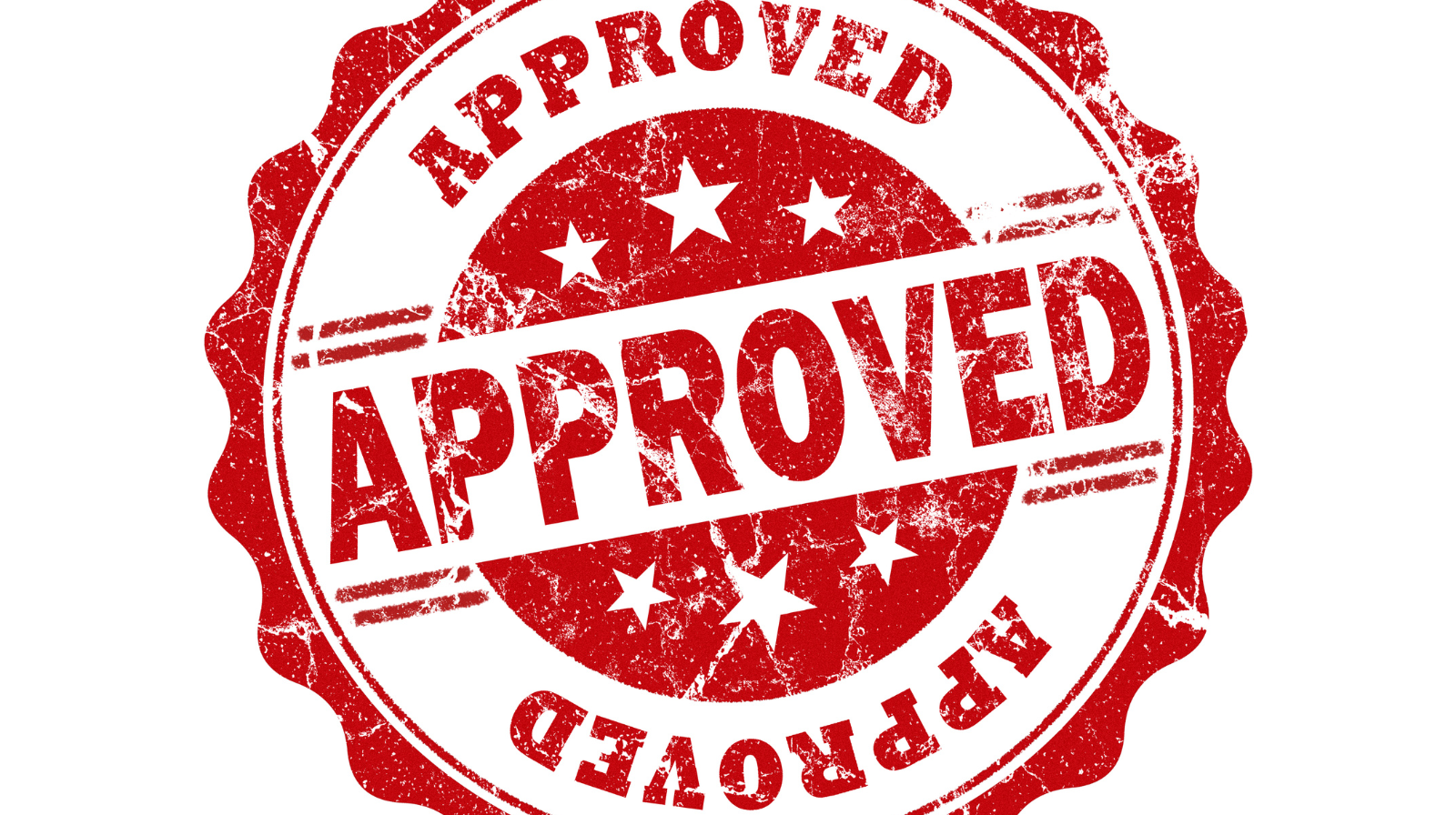FDAによる新薬承認をイメージした赤いAPPROVEDスタンプ
